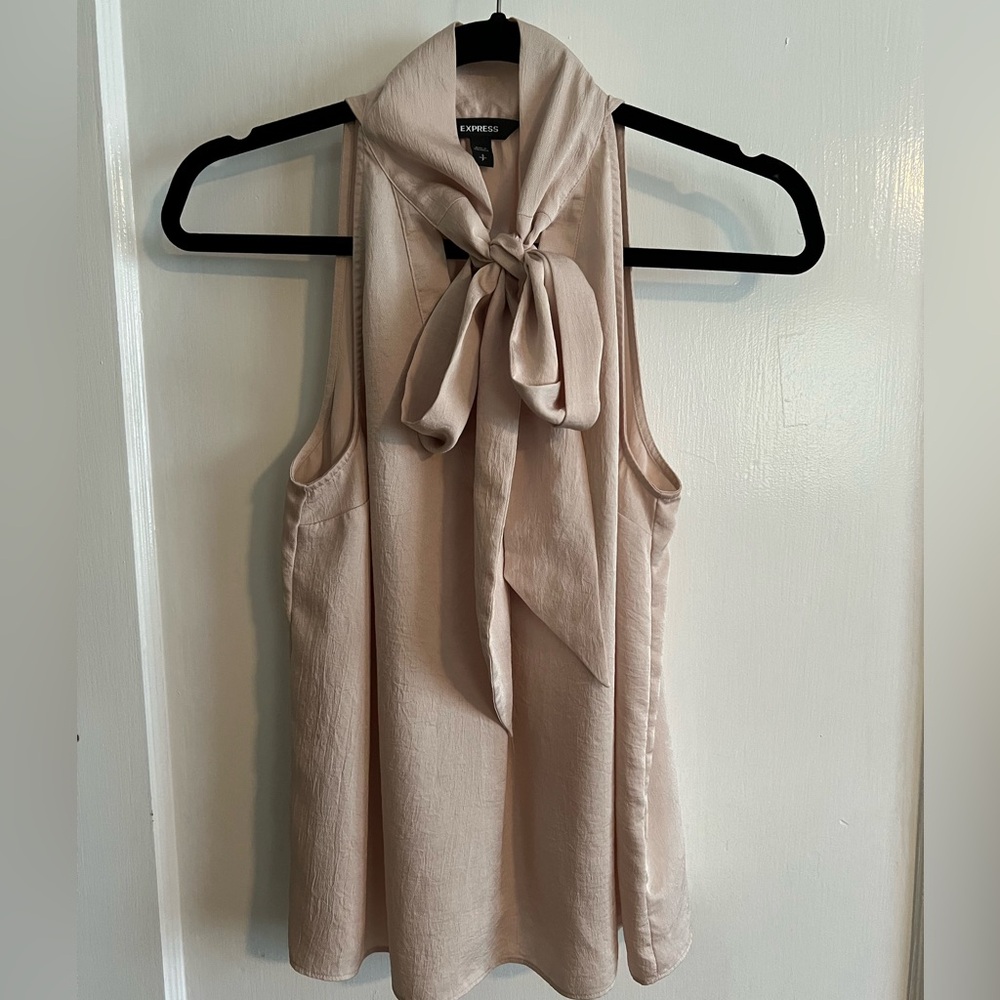 Express satin tank with bow tie